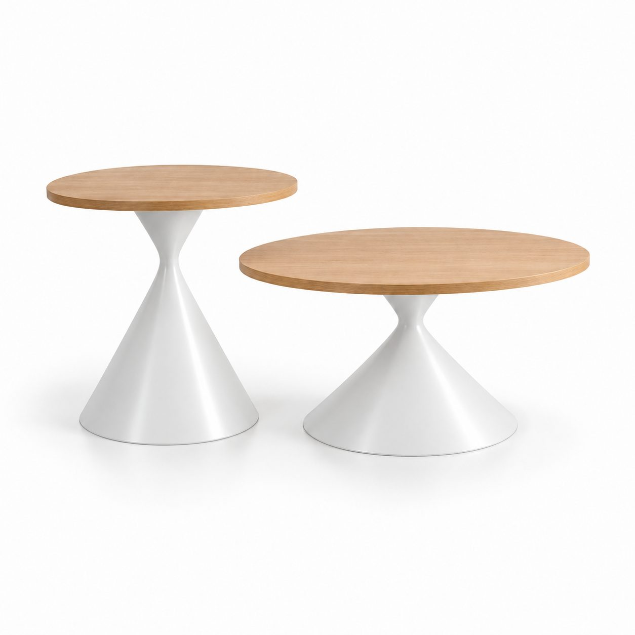 Modern Minimalist Wooden Coffee Table with MDF Top and Metal Frame Round Design for Living Room Home Furniture