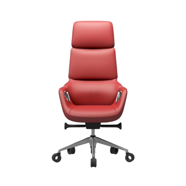 Modern Senior Executive High Back Hollow Armrest Office Chair with PU Leather Swivel and Steel Base