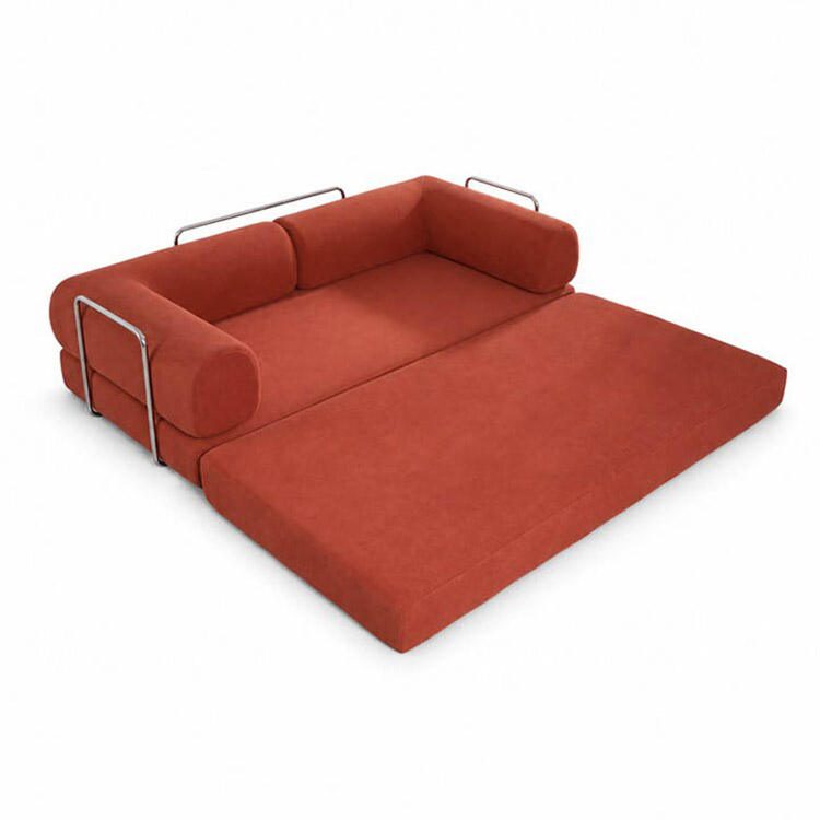 Three Seat Square Sofa Bed-Compressible Foldable with Stainless Steel Frame Fabric Sponge Filling
