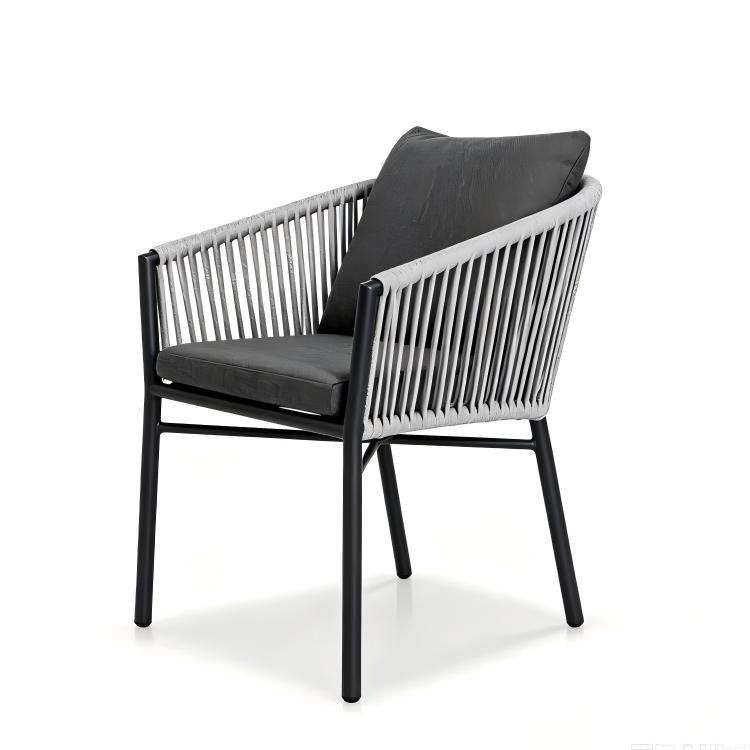 Luxury Balcony Patio Armchairs Furniture Outdoor Garden Aluminum Rope Dining Chairs for Restaurant