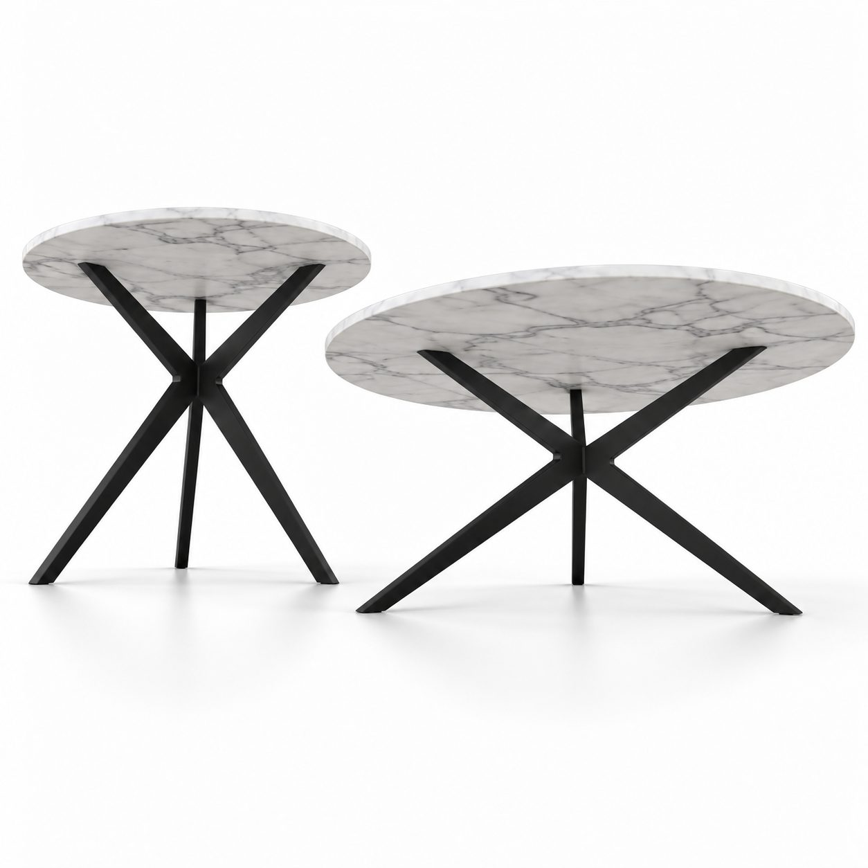 Cheap Hotel Table Furniture Small Bed Side Table Black Metal Base Stone Top Coffee Table Leisure Facility