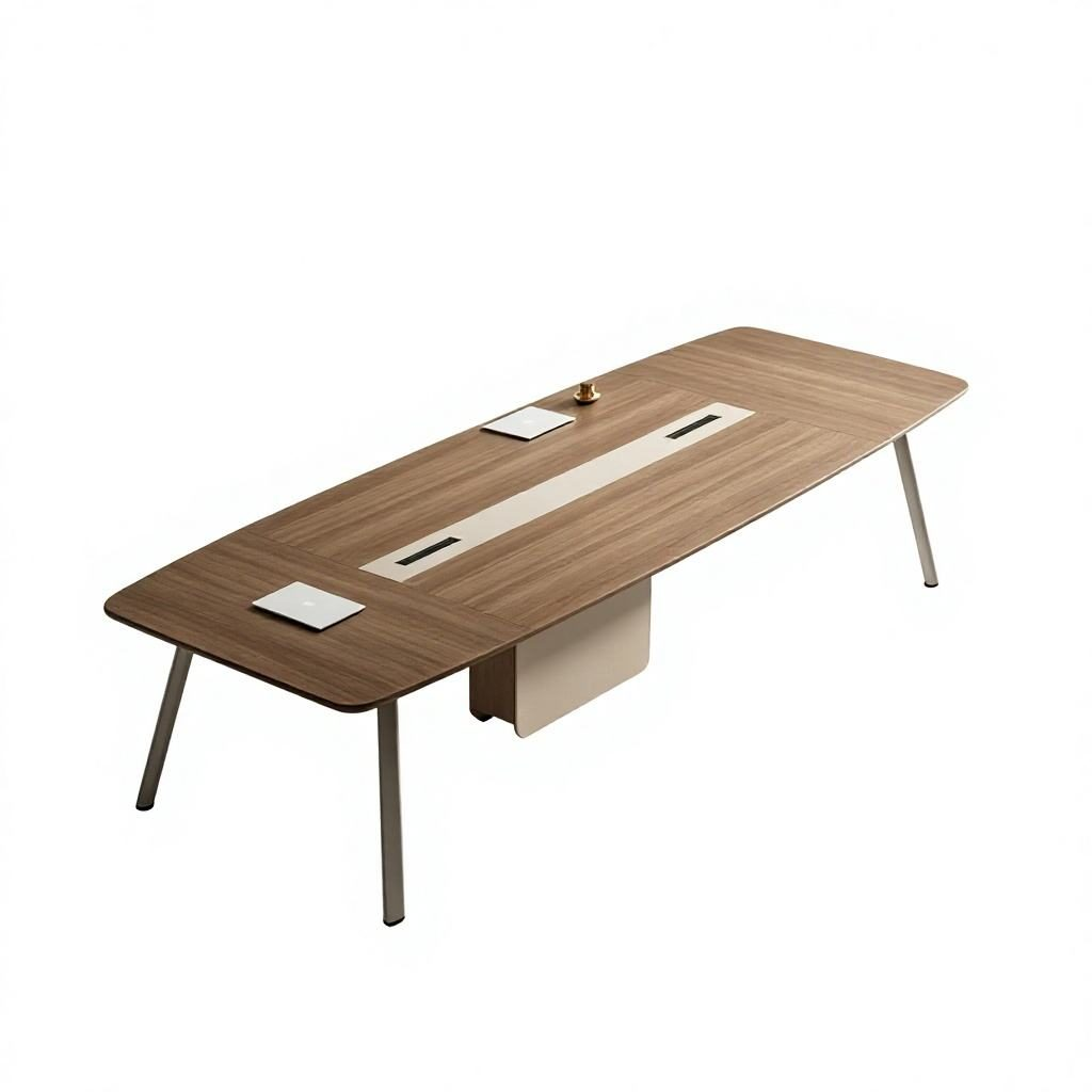 Large Conference Table with Power & USB Outlet Box, E0 Eco Board & Steel Frame Legs, Multi-Size