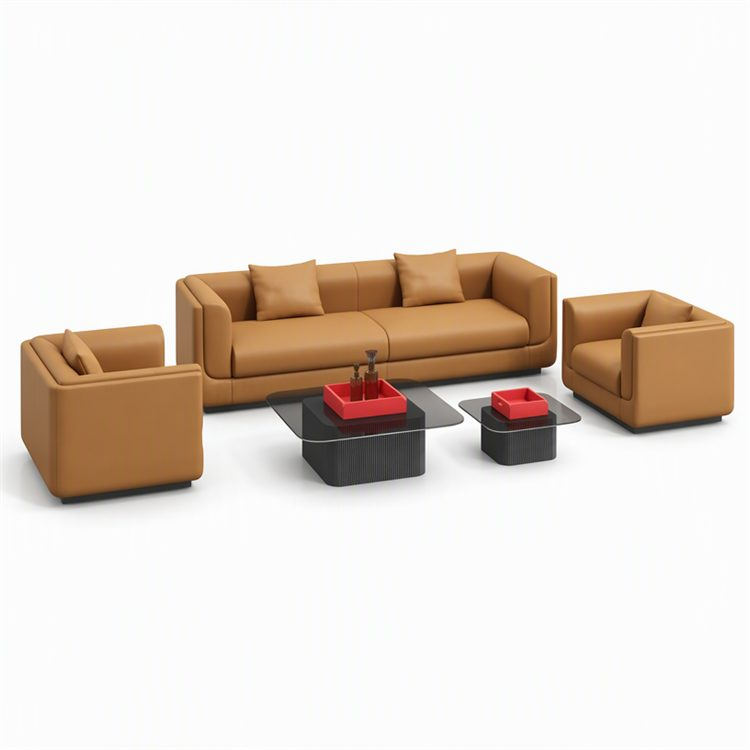 Office Furniture Office Waiting Business Negotiations Boss Reception Work High-standard PU Leather Sofa Set