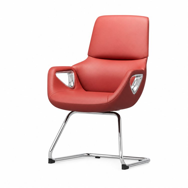 Modern PU Leather Executive Visitor Chair with Metal Sled Base Upholstered Meeting Room Guest Seating