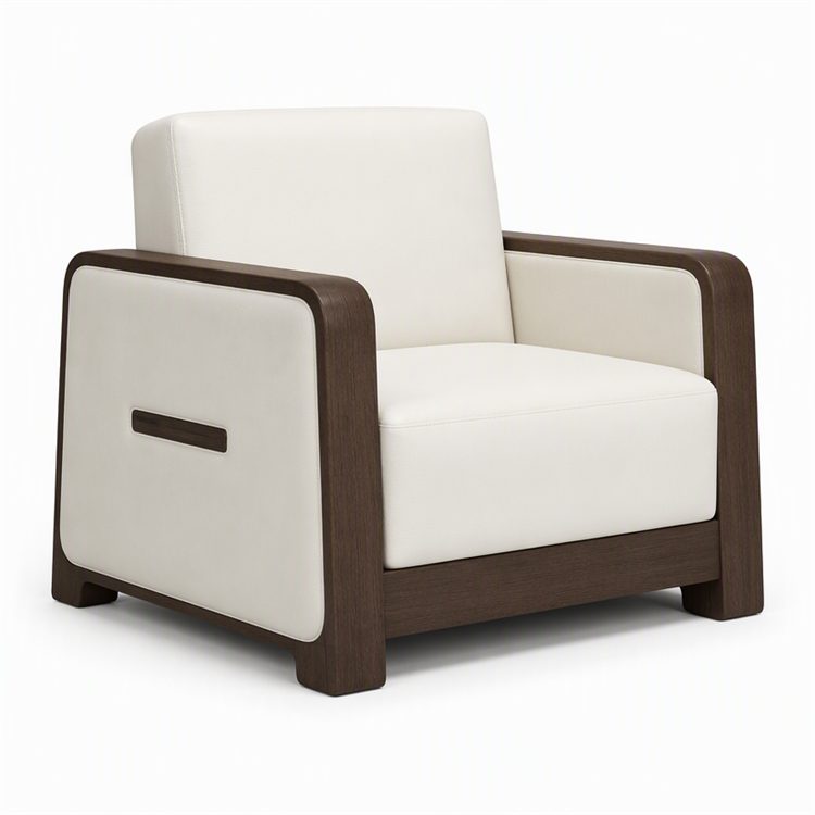 High-end French Design Solid Wood Office Reception Sofa with Leather Upholstery and Metal Frame for Hotel Use