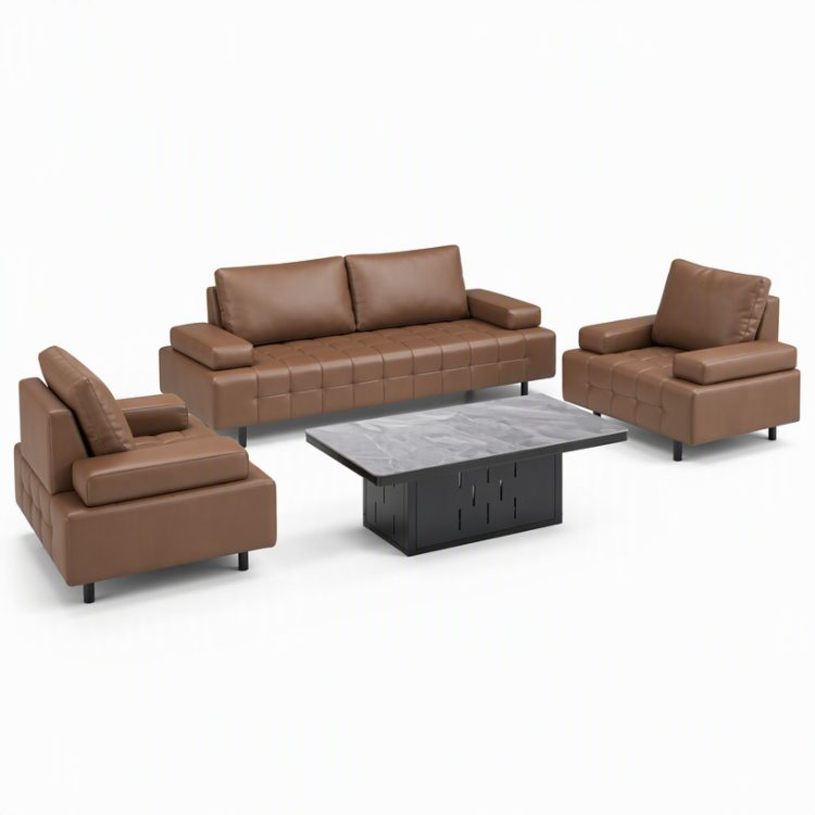 Modern Design High End Office Furniture Sofa Set 1+1+3 Living Room Leather Office Sofa