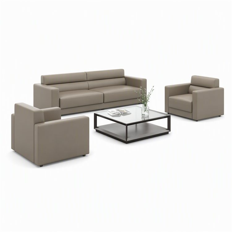 Modern PU Leather Sectional Sofa Set Durable Eco-Friendly Luxury Office High-Density Sponge Commercial Home Use Wood Metal