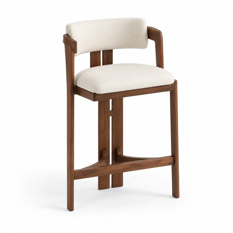 Modern Luxury Indoor Counter Chair in Black Finish Wood Frame Stool for Kitchen Dining and Home Bar Use