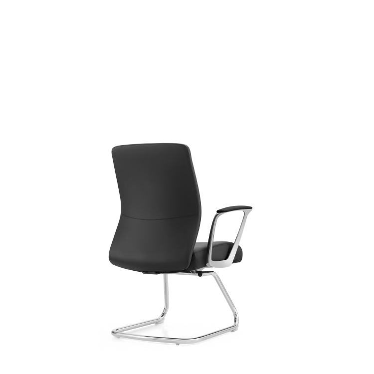 Mid-back Executive Office Chair, Dark Gray Microfiber Leather, Aluminum Base, Ergonomic Swivel Desk Chair