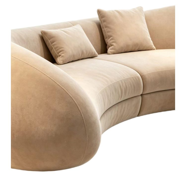 New Style Designer Simple Cream Living Room Sofa Special-Shaped Semi-Circular Moon Lamb Velvet Fabric Sponge Filling Set