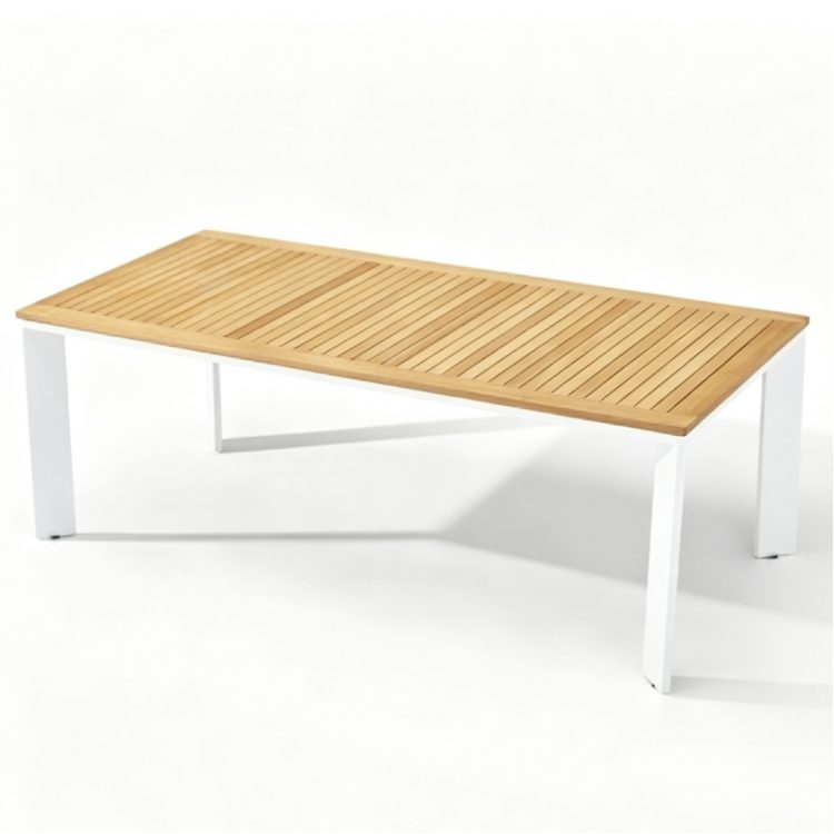 Myanmar Teak & Aluminum Alloy Frame Weather-Resistant Outdoor Dining Tables for Villa Hotel Courtyard Use