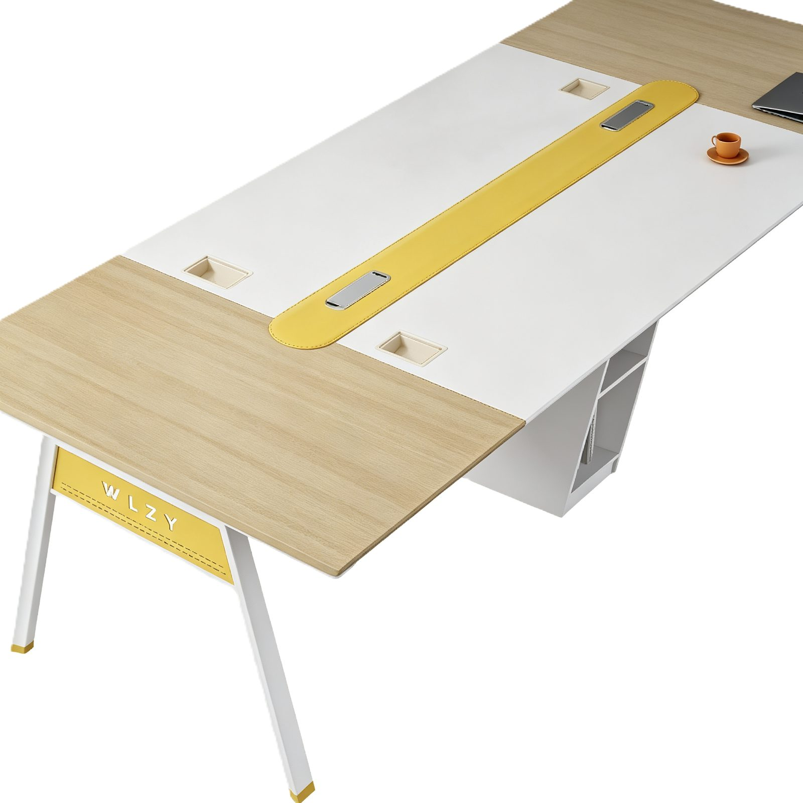 Large Boardroom Conference Table with Power & USB Outlet Box, E0 Eco Board & Steel Frame Legs