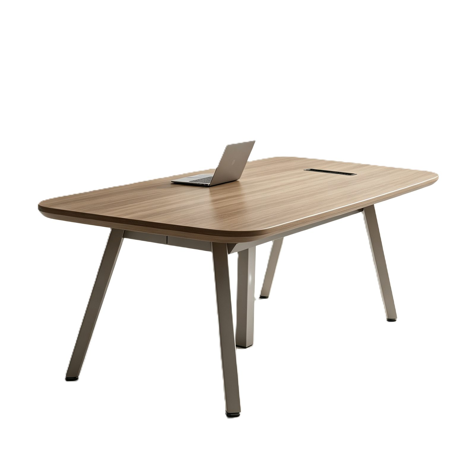 Conference Table with Power & USB Cable Box, E0 Eco Board, Patented Steel Frame Legs & PUR Edge Banding