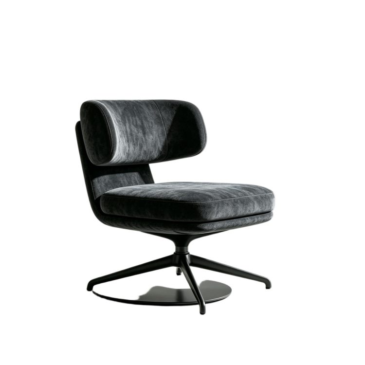 Modern Nordic Swivel Revolving Visitor Negotiation Chair with Aluminum Alloy Frame and Wood Backrest for Hotel Lobby Reception