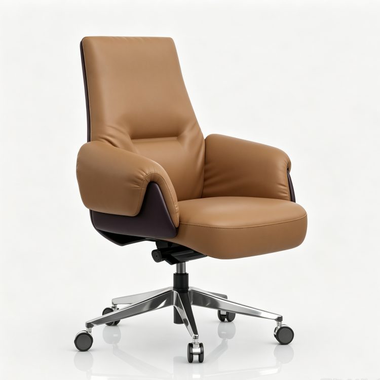 Modern Mid Back Ergonomic Executive Office PU Leather Chair Donati Mechanism 5-Position Lock Synchronous Tilt Home Office