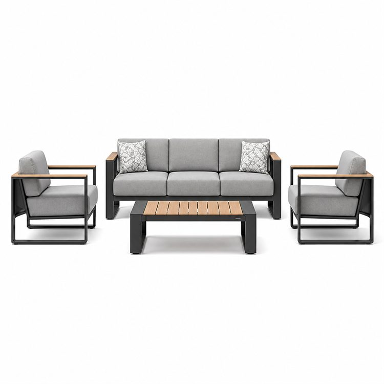 Modern Cast Aluminum Outdoor Patio Furniture Set with Comfortable Waterproof Cushions for Garden Courtyard & Hotel/Park Use