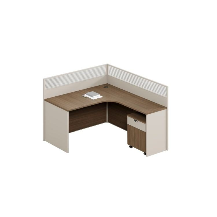 Contemporary Wooden Office Staff Desk Modern Computer Desk with Boot Screen Privacy Table Workstation Panel Wood Style