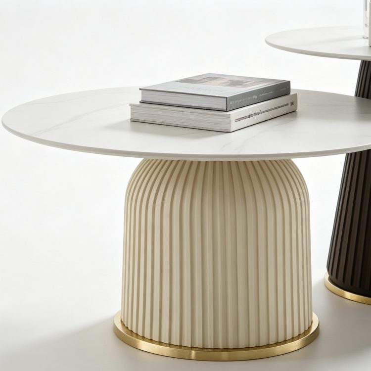 Luxury Living Room Furniture Modern Design Marble Countertop Circular Coffee Table Set