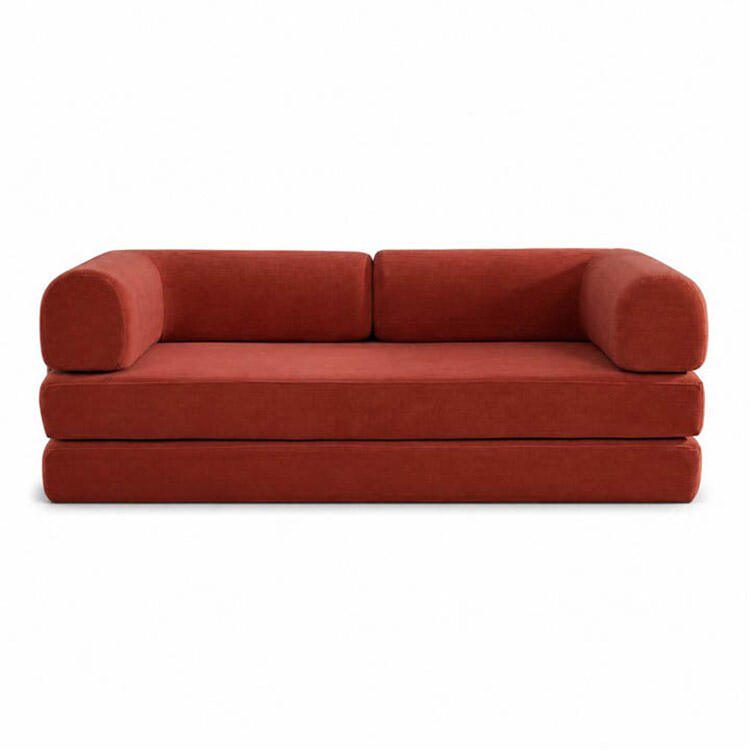 Three Seat Square Sofa Bed-Compressible Foldable with Stainless Steel Frame Fabric Sponge Filling