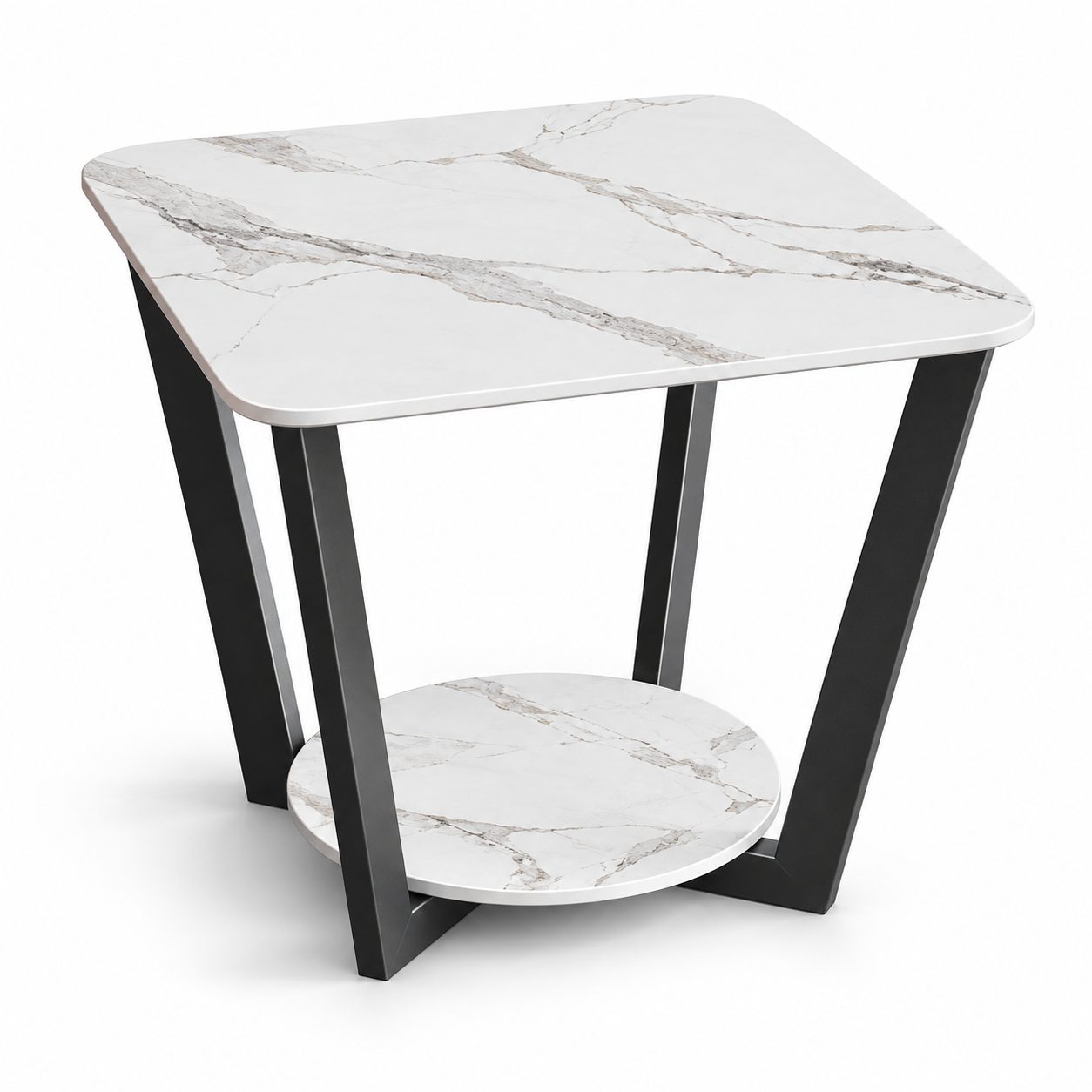 Nordic Minimalist Marble Side Table Luxury Corner Coffee Table Rock Slab End Table for Bedroom Living Room Wholesale