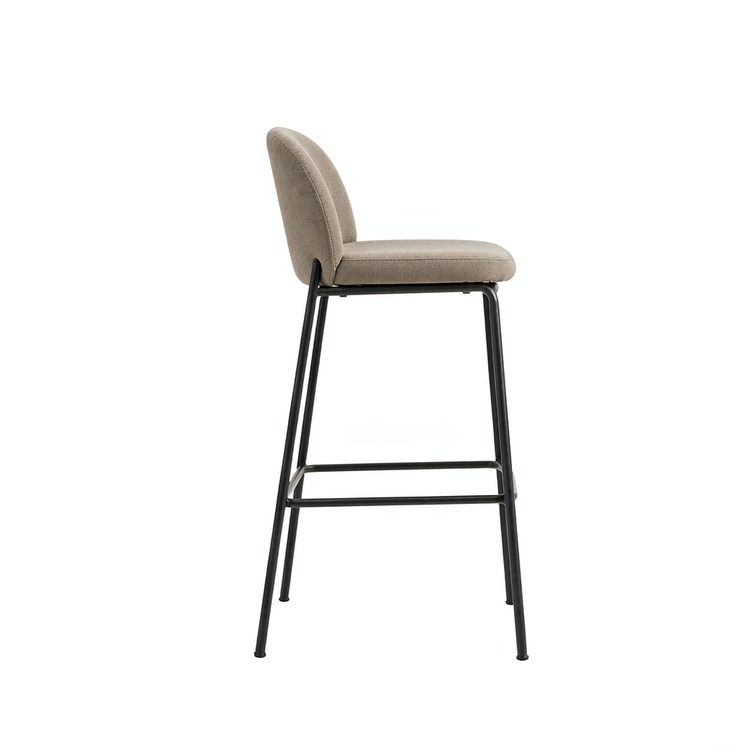 Nordic Design Modern Bar Stool Counter Height Leather Chair Metal Leg for Restaurant Living Room Black Fabric for Outdoor Use