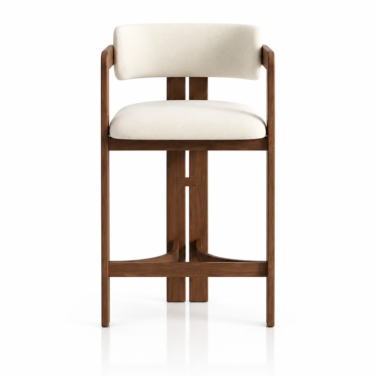 Modern Luxury Indoor Counter Chair in Black Finish Wood Frame Stool for Kitchen Dining and Home Bar Use