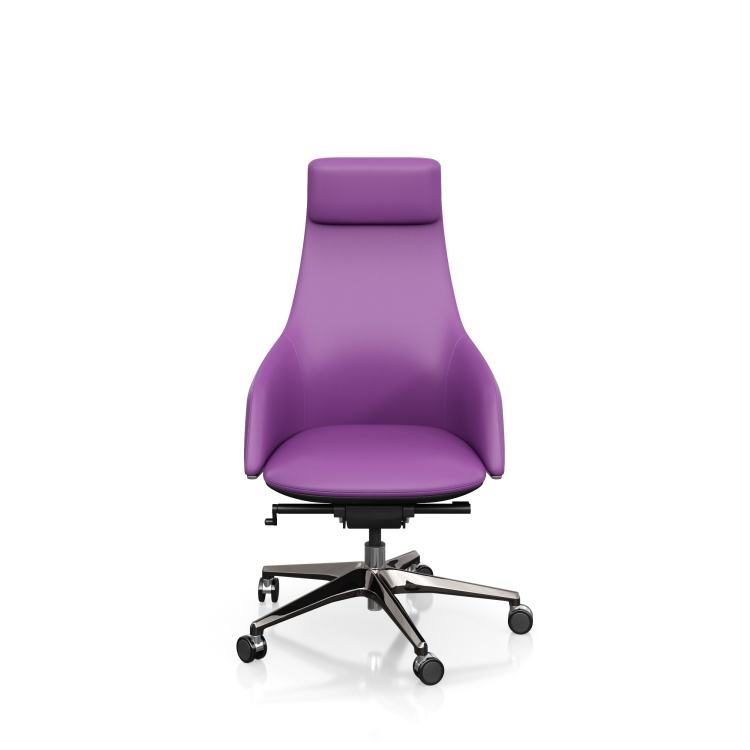 Purple Executive Leather Swivel Chair with Modern Design Lift Office Chair for Conference Use