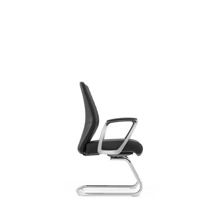 Mid-back Executive Office Chair, Dark Gray Microfiber Leather, Aluminum Base, Ergonomic Swivel Desk Chair