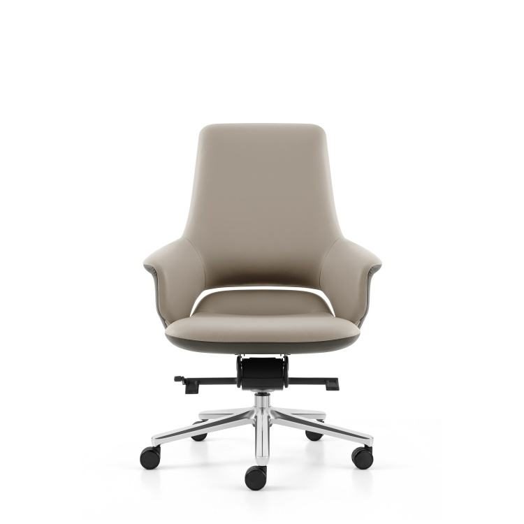 Modern School Executive Office PU Leather Chair with Curved Metal Armrests and High-Density Foam for Ergonomic Comfort