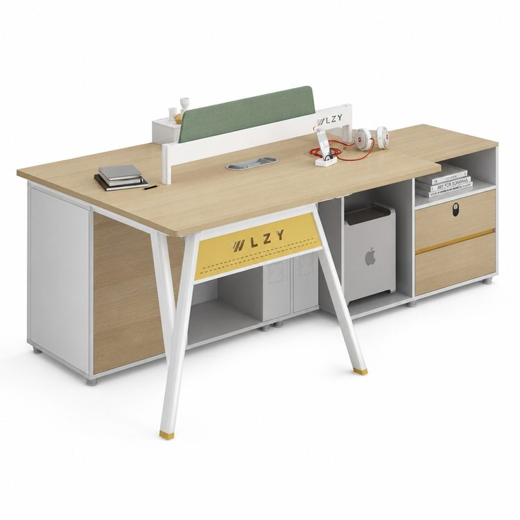 Modern Efficient Collaborative Work Desk and Chair Set with Storage Soundproofing Screen & Extendable Feature
