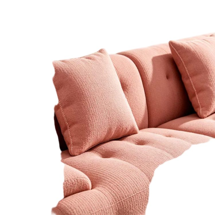 Stylish Pink Tufted Modern Sofa Sponge Couch for Hotel Lobby Minimalist Design Premium Furniture