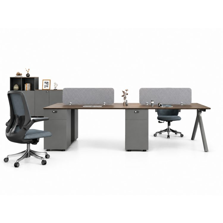 Two or Four Seater Office Workstation Desk with E0 Eco Panel, Dual-Side Power Outlets & Combination Lock