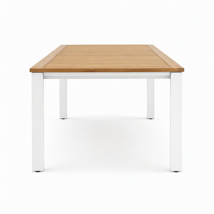 Myanmar Teak & Aluminum Alloy Frame Weather-Resistant Outdoor Dining Tables for Villa Hotel Courtyard Use
