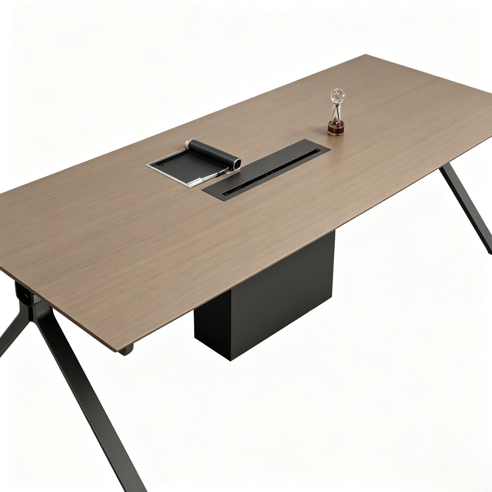 Modern Conference Table with Double-Sided Power Outlets, E0 Eco Panel & Custom-Shaped Painted Finish