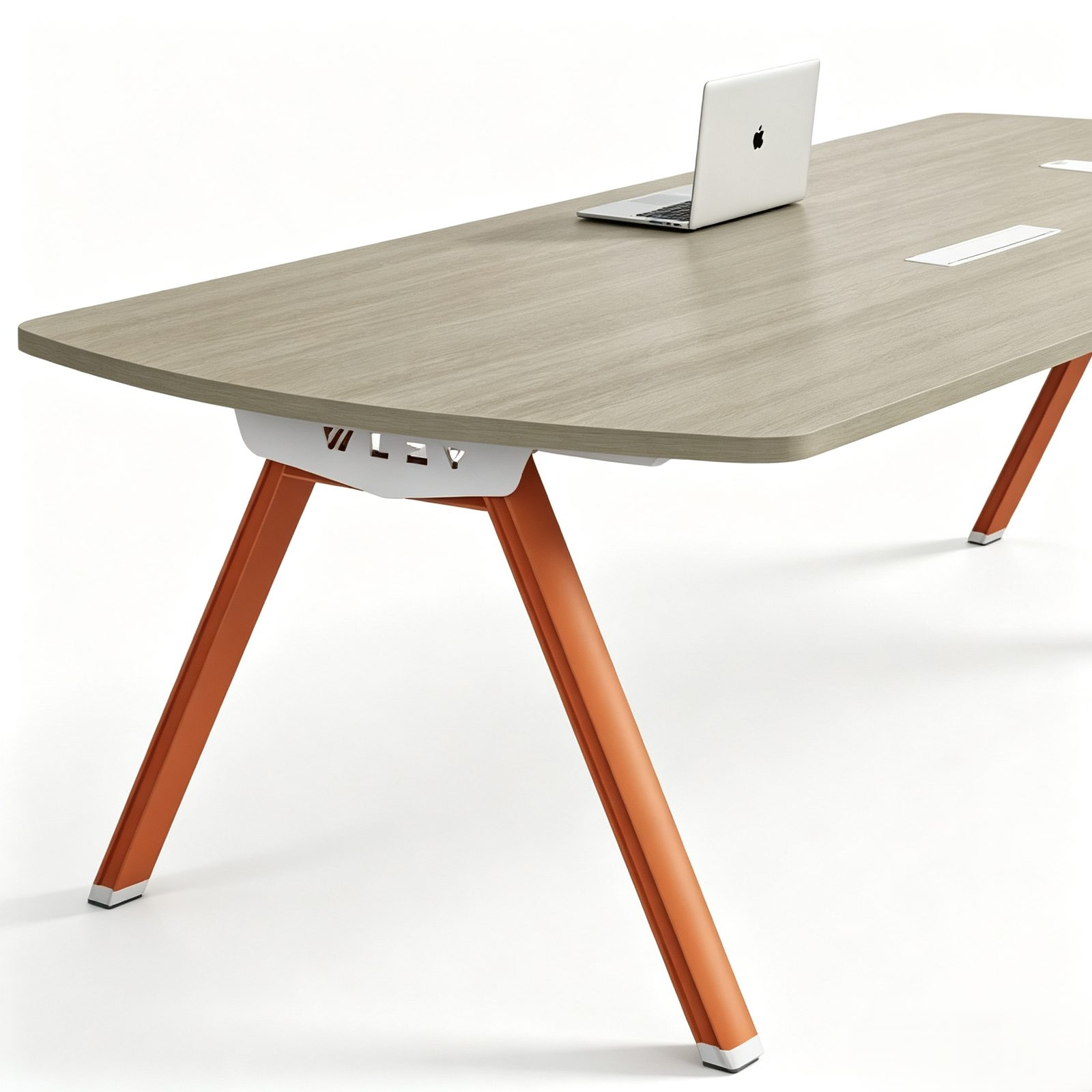 Compact Conference Table with Side Steel Legs, Power & USB Cable Box, E0 Eco Board
