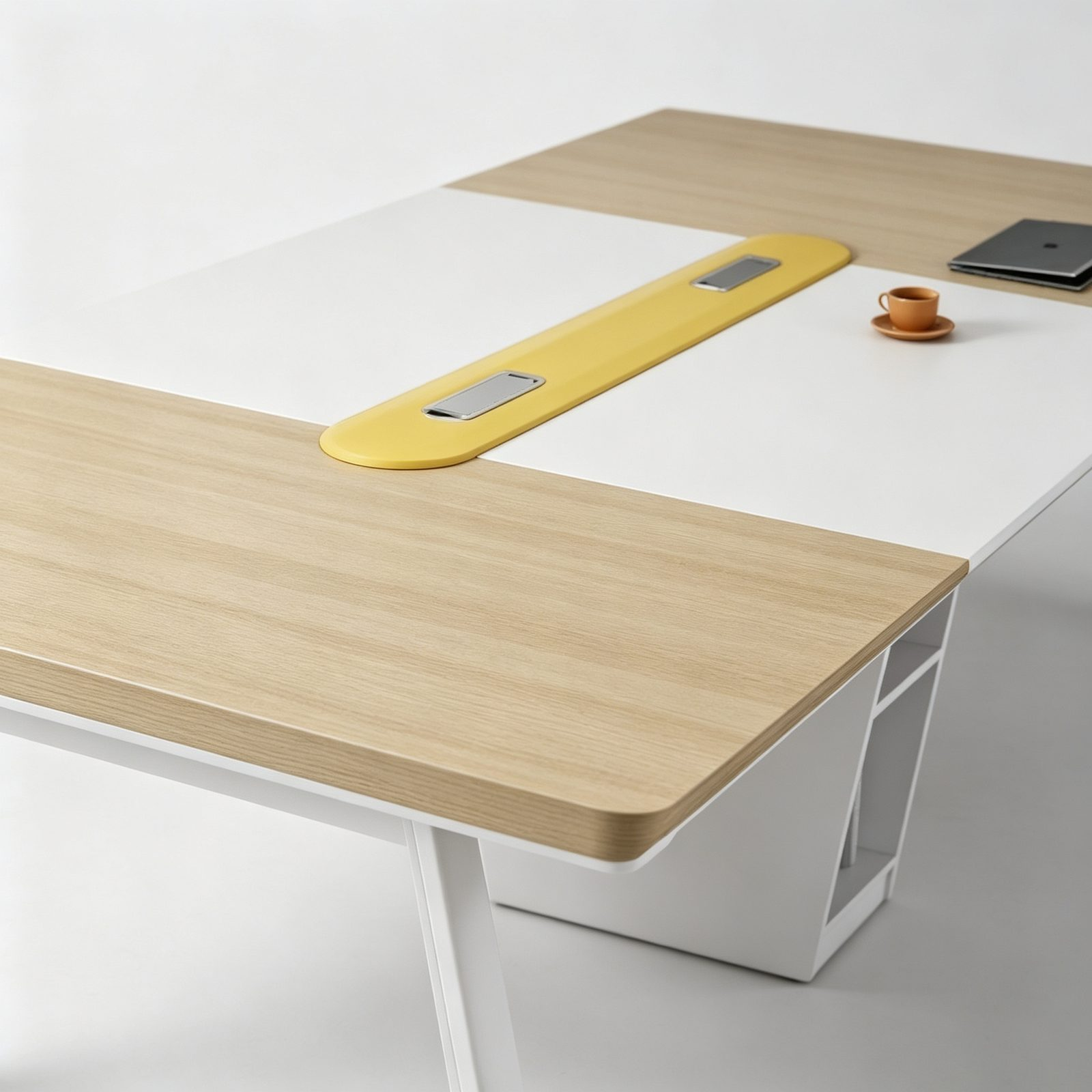 Large Boardroom Conference Table with Power & USB Outlet Box, E0 Eco Board & Steel Frame Legs