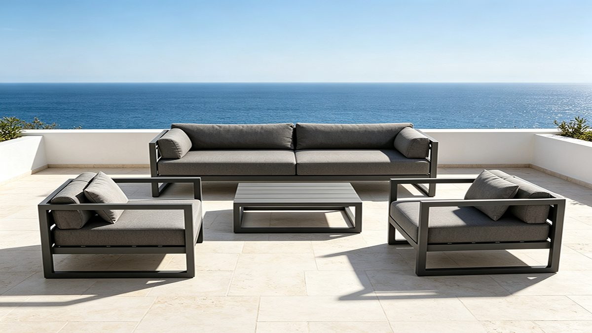 Modern Waterproof Teak Wood Furniture with Cushions Living Room Balcony Garden Patio Hotel Sectional Outdoor Sofa