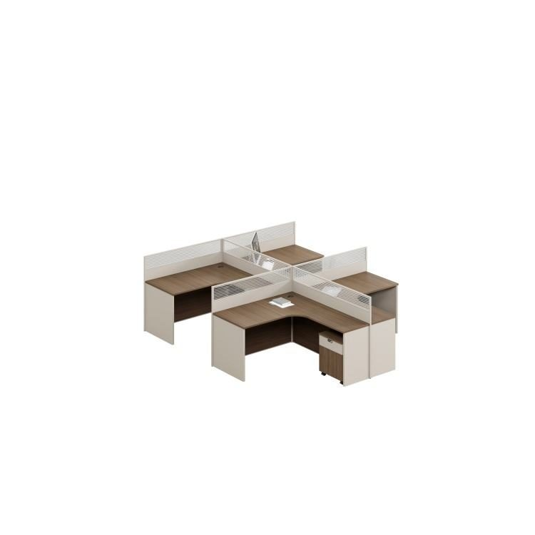 Contemporary Wooden Office Staff Desk Modern Computer Desk with Boot Screen Privacy Table Workstation Panel Wood Style